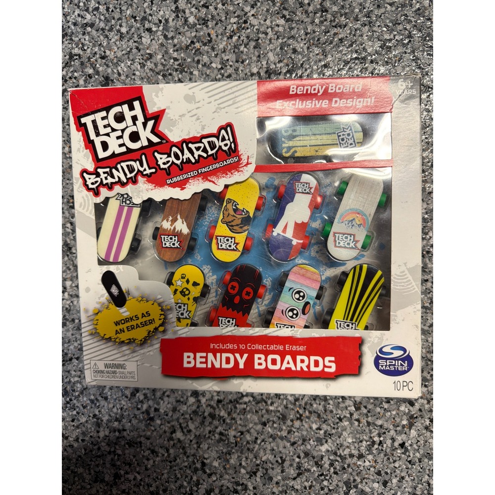 Tech Deck Bendy Boards 10 Pack Rubberized Fingerboard Erasers Spin Master Set